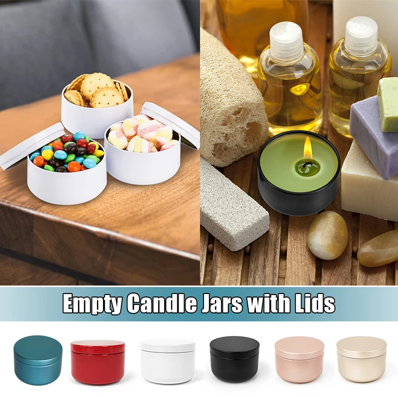 

Candle Making Tins Candle Jars Metal Cosmetic Container Storage Box DIY 10Pcs 53*37mm Coffee Powder Aluminum Jar