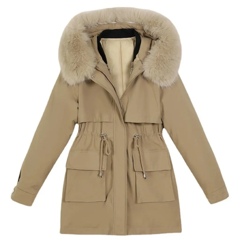 

Fashion Women's Cotton-Padded Jacket Dress Winter One Piece Three-Way Wear Medium Long Pike Living Noodles Style