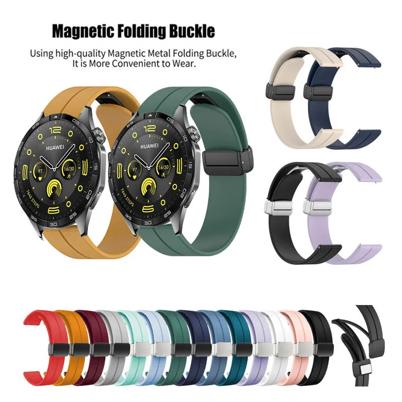 

Universal 20mm 22mm Silicone Magnetic Buckle Strap Band For Huawei Watch GT5 Pro GT4 GT3 SE GT2 / GT-2-2e-3-Pro-4-5 42mm 46mm