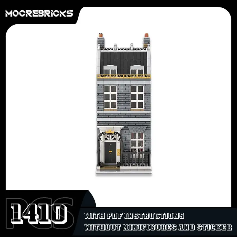 Downing Street Modular Architecture Bricks MOC City Street View Building Blocks Model Assembling Toy Sets Kids Birthday Gift