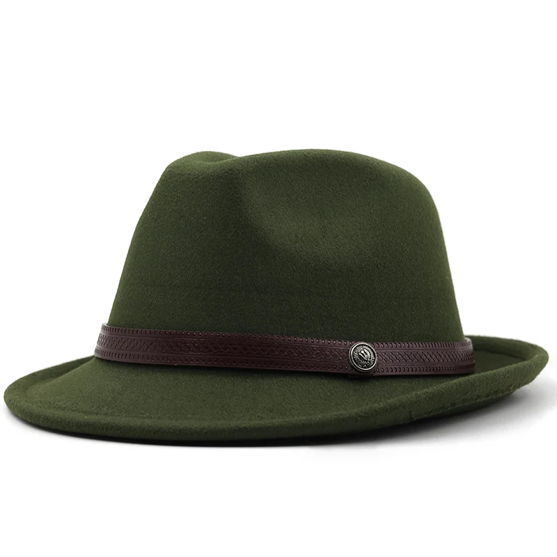 2022 einfache Wolle Frauen Männer Fedora Hut Für Winter Herbst Elegante Dame Gangster Trilby Fühlte Homburg Kirche Jazz Hut