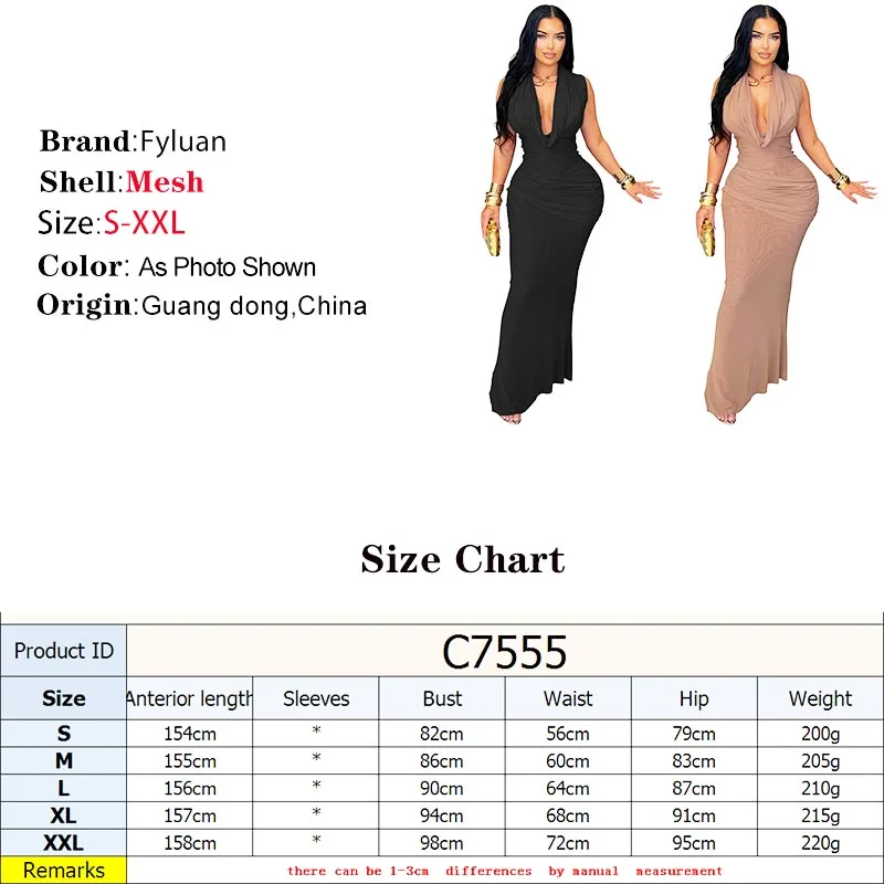 2025 neue Mode Damenbekleidung, figurbetontes Kleid, Temperament, ärmellos, tiefer V-Ausschnitt, langes Kleid, Schwarz, sexy Abendkleidung