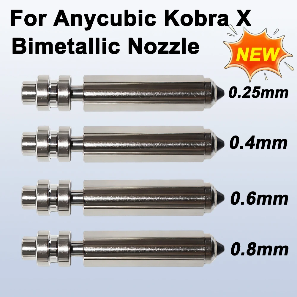 

Биметаллические сопла для Anycubic Kobra X Combo, быстросменные сопла для хотэнда из закаленной стали 0.25/0.4/0.6/0.8 мм, запчасть для 3D-принтера Kobra X