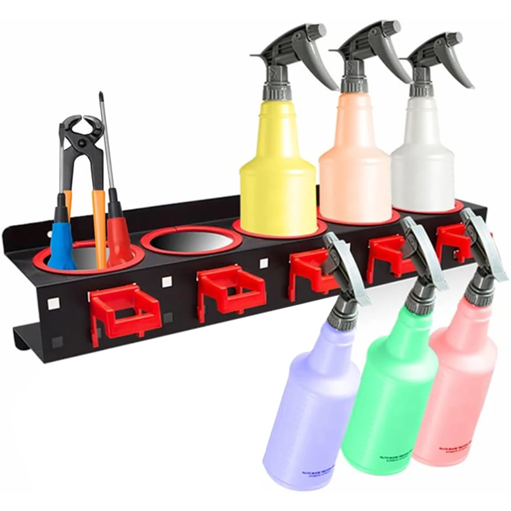 

Auto Cleaning Detailing Tools Hanger 5 Holes & 5 Hanging Hooks Spray Bottle Wax Can Hanging Rack Car Detailing Organizer Hanger