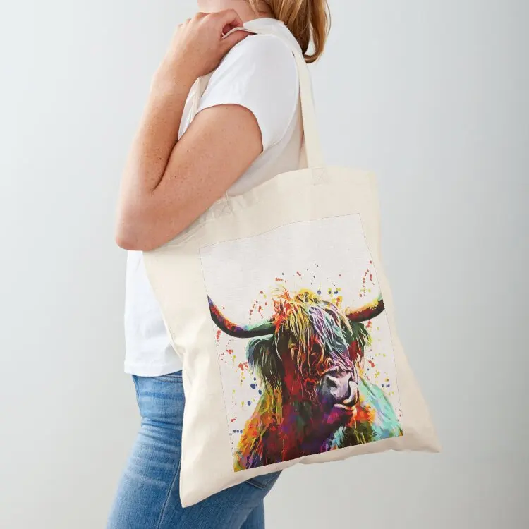 

Highland Cow Watercolor Art Work Tote Bag university shopper bag Women's shopping bag tote bags cloth bags custom bags