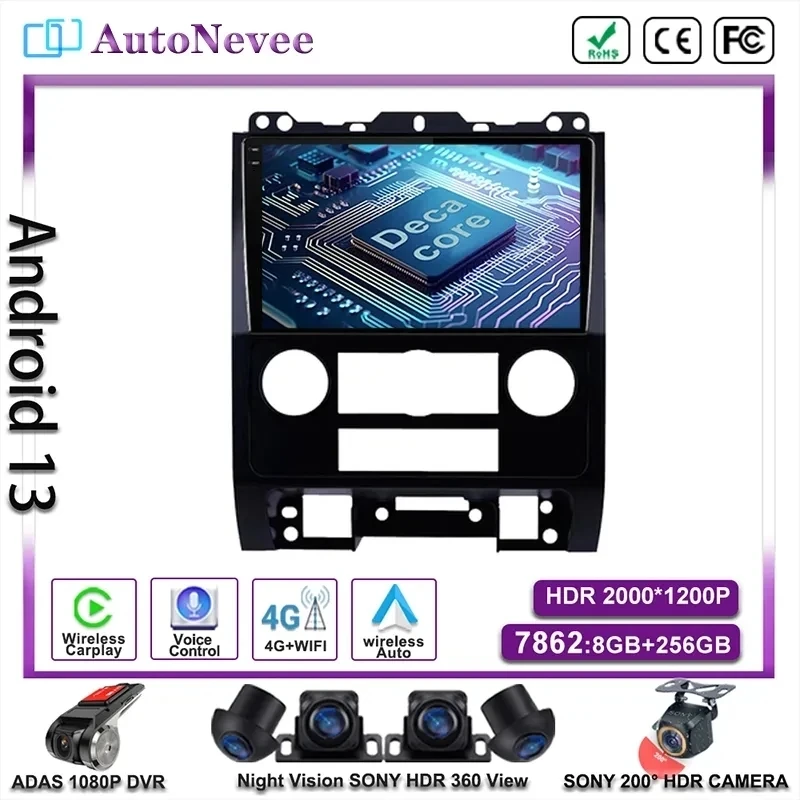 Android 13 For Ford Escape 2007 2008 2009 2010 2011 2012  Multimedia Car Player Auto Radio Navigation GPS Stereo No 2din DVD BT