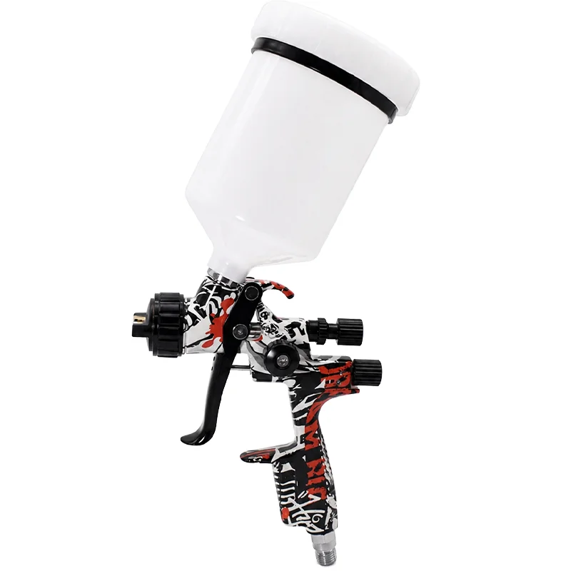 1000B HVLP Gravity Spray Gun With Pressure Gauge Disposable Wash-Free Cup 1.3mm Nozzle Car Body Paint Sprayer