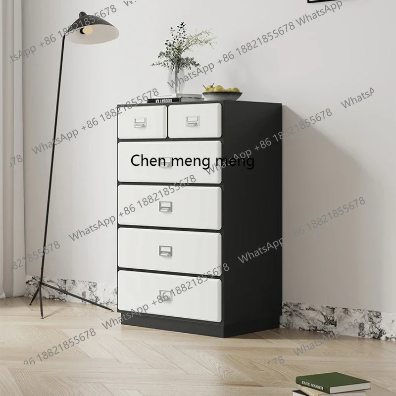 

X R French Chest of Drawers Simple Home Bedroom Locker Solid Wood Black and White Cabinet R