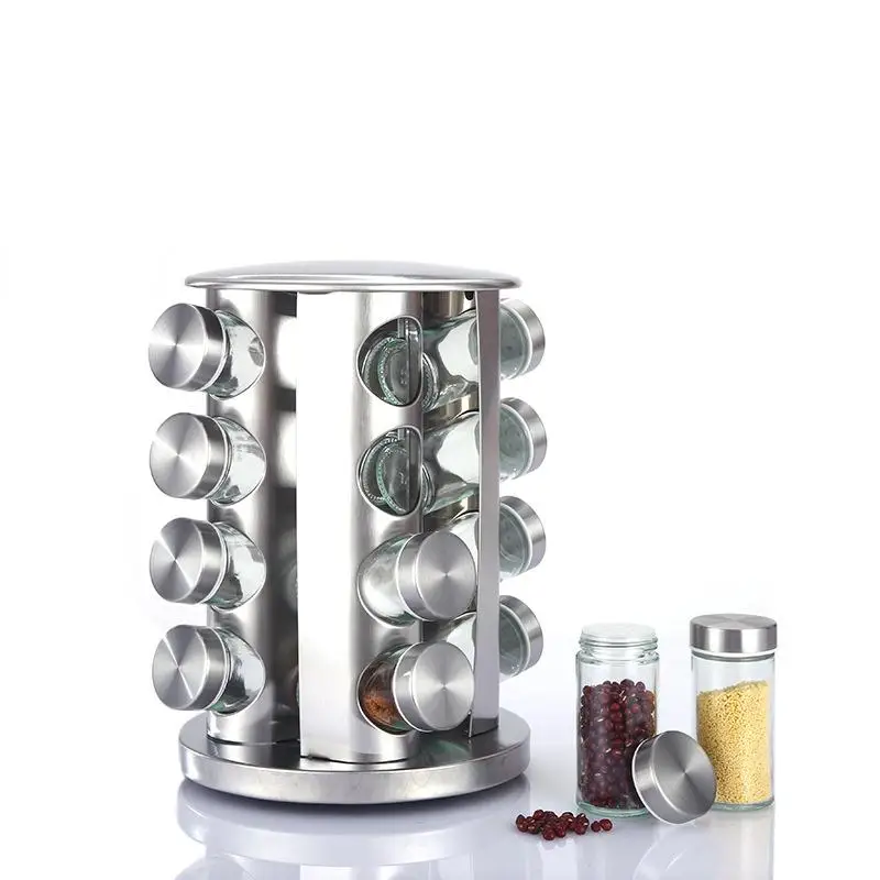 

Kitchen Rotating Spice Ra Set Home Use Seasoning Canister Stainl Steel Spice Storage Box Set Kitchen Storage Organizer