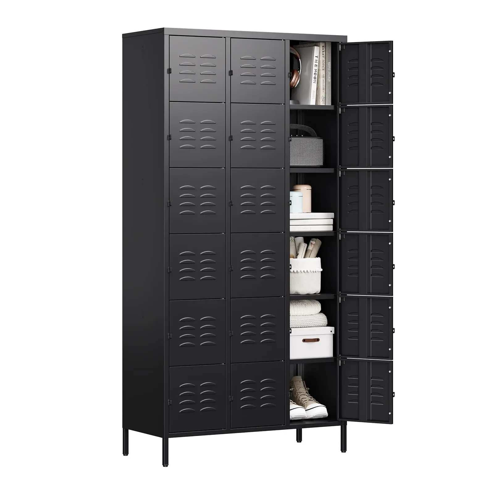 Metal Lockers for Employees-18 Door Storage Locker with Shelves and Lockable Steel Cabinet for School,Gym,Office,Staff