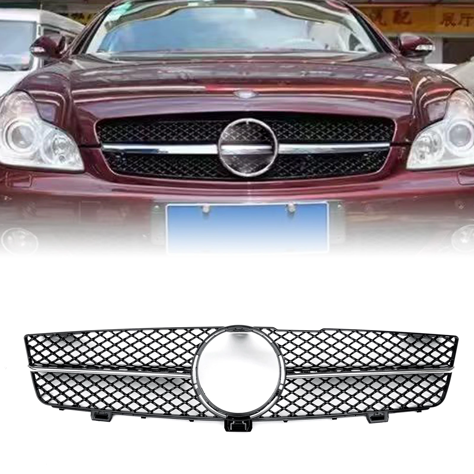 

Racing Grill Front Grille For Mercedes Benz W219 CLS CLASS 2009-2011 CLS350 CLS500 CLS550 CLS600 Upper Bumper Hood Mesh Grid