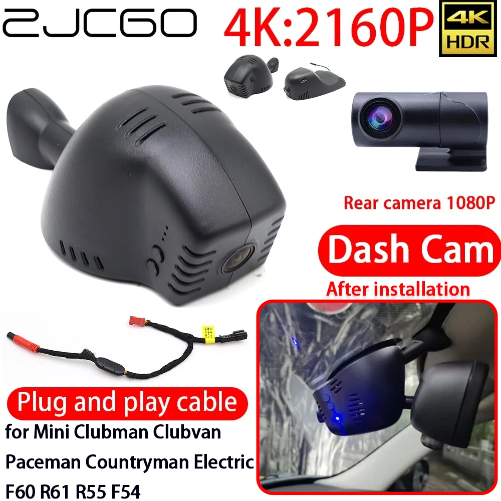 ZJCGO 4K DVR Dash Cam Wifi Front Rear Camera 24h Monitor for Mini Clubman Clubvan Paceman Countryman Electric F60 R61 R55 F54
