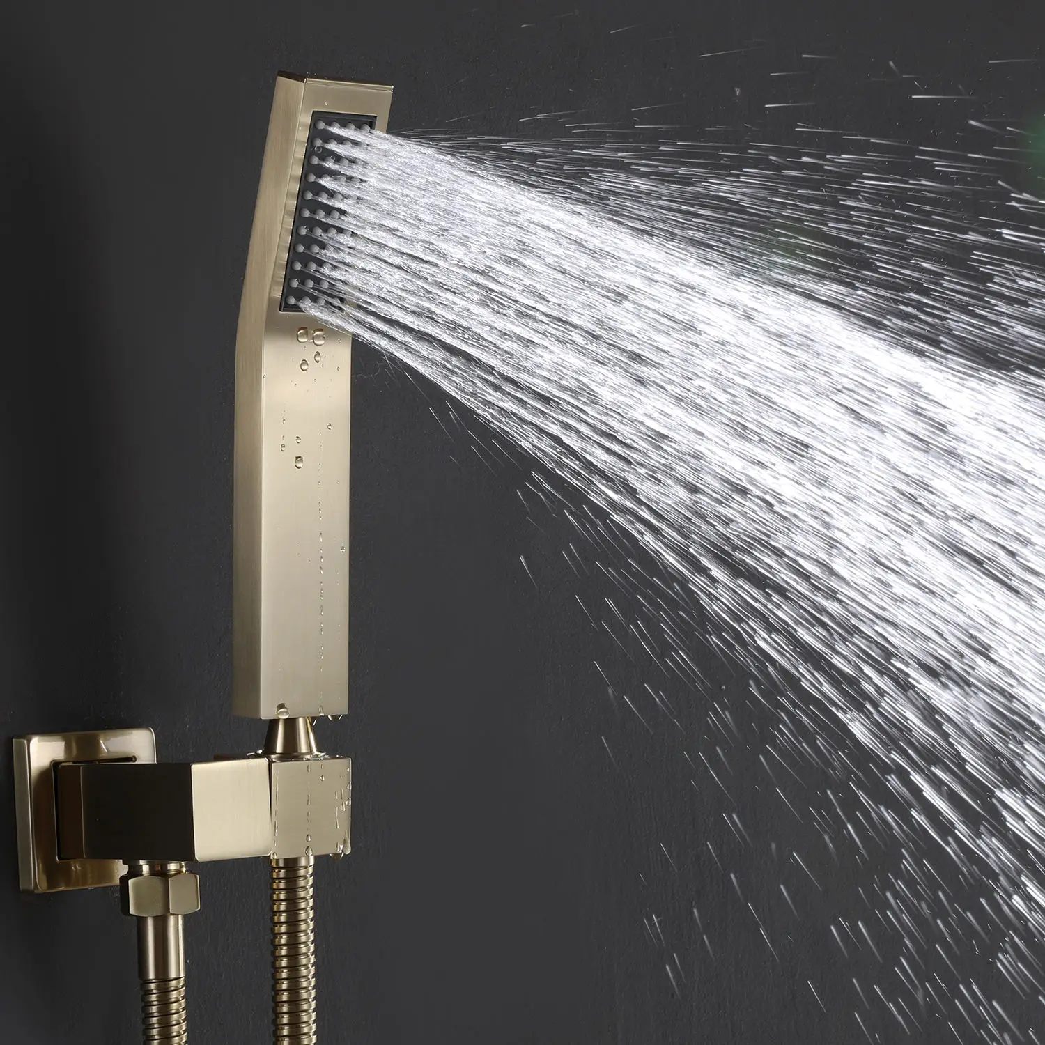 High quality square shower head brushed gold shower tap mixer concealed bathroom shower faucet set