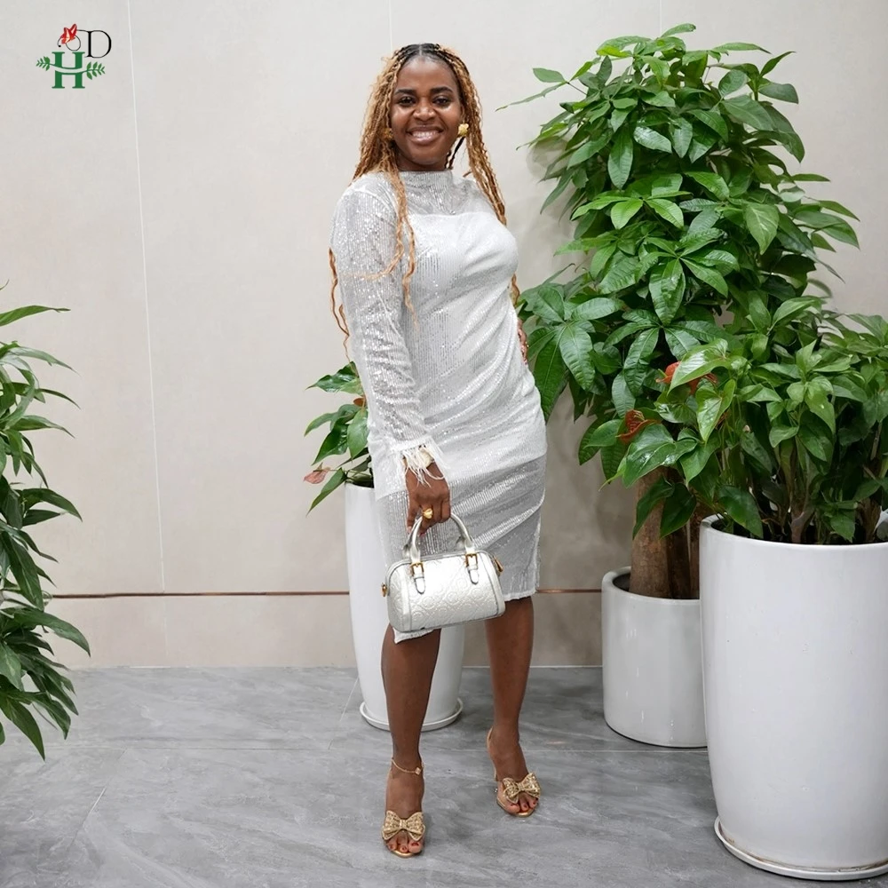 

African Dresses Turkey Dress for woman luxury elegant 2024 Sequin Wedding Party Gown Plus Size Christmas Robe Africa Clothing