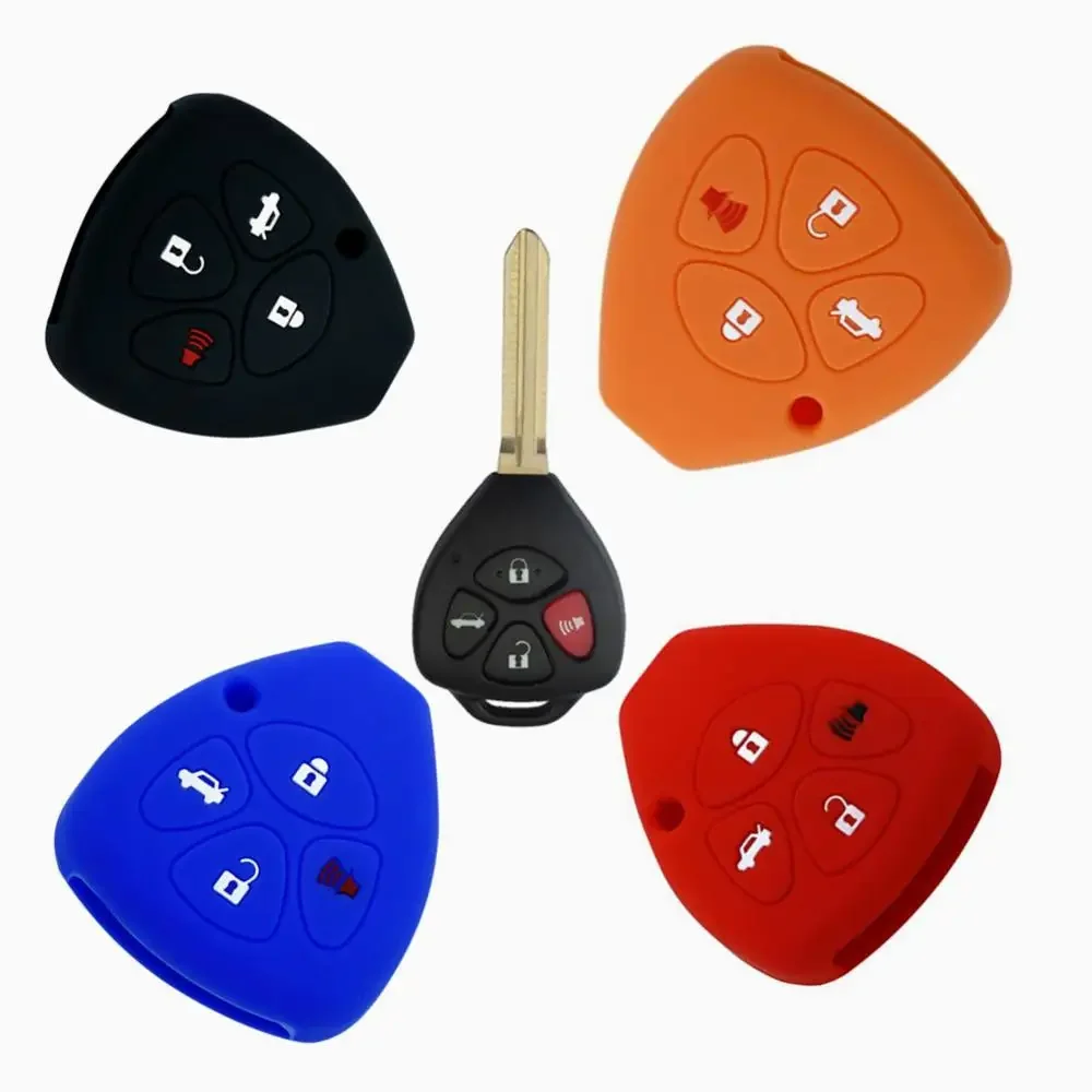 4 buttons Silicone Car Styling Key Case Cover Key Shell Protector for Toyota Corolla Camry RAV4 Yaris Avalon 4-Runner Scion