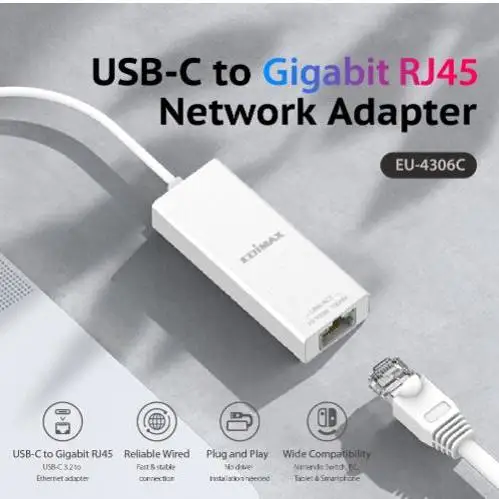 EU-4306C edimax USB Type-C to Gigabit Ethernet Raspberry PI linux win Ethernet Converter