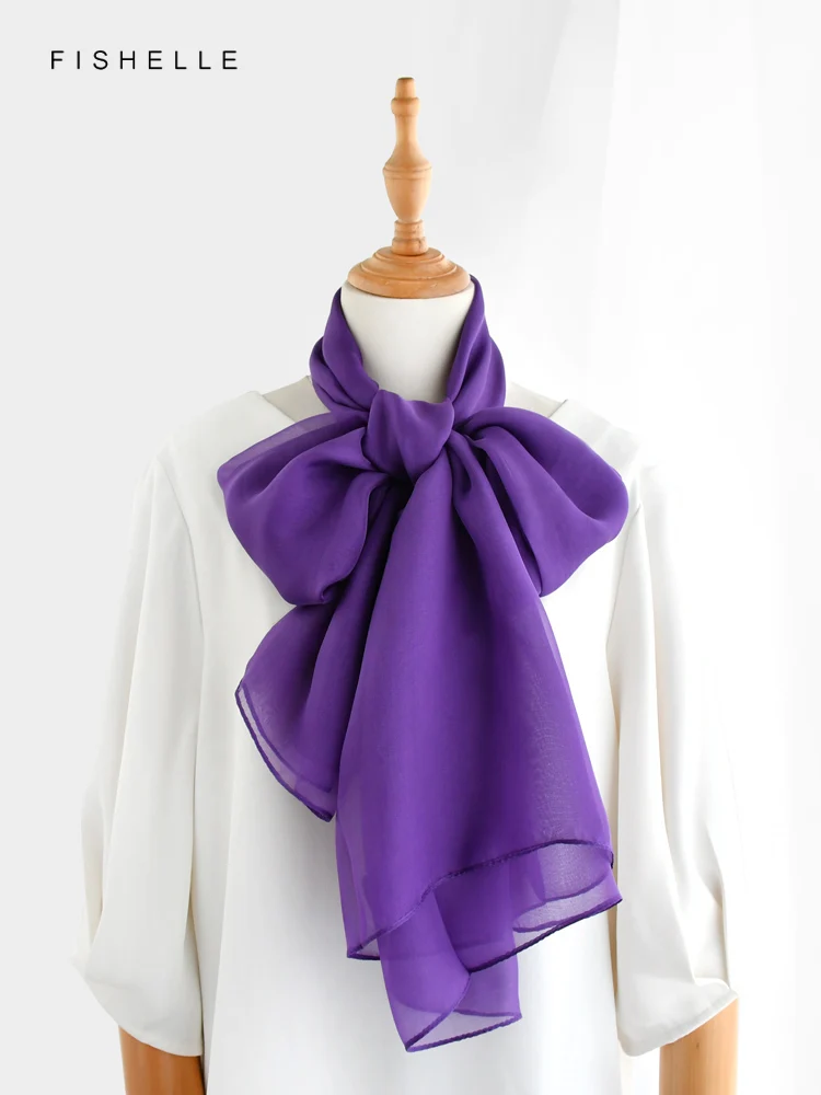 Purple silk chiffon lady long scarf hijab 100% real silk shawl Muslim headscarf women wrap pareo luxury gift bufanda neckerchief