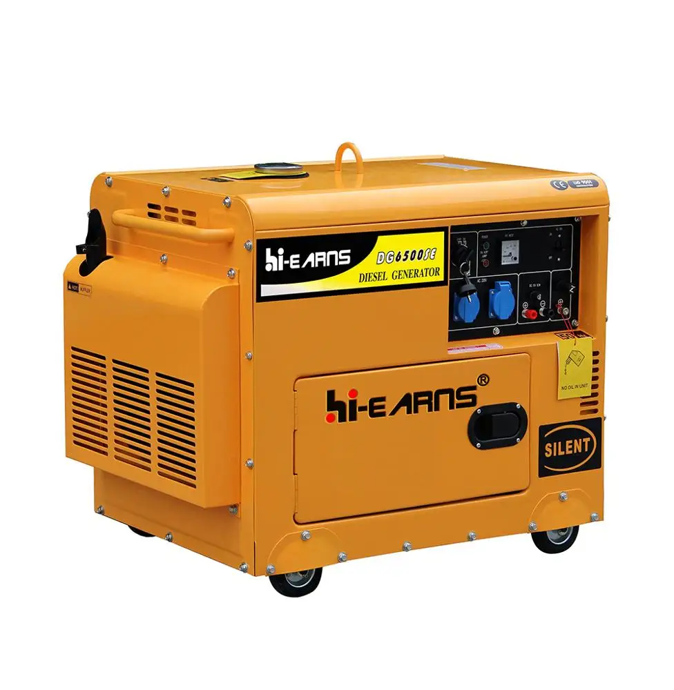 

Hot sale 5KW silent electric air cooled yellow color dies el generator