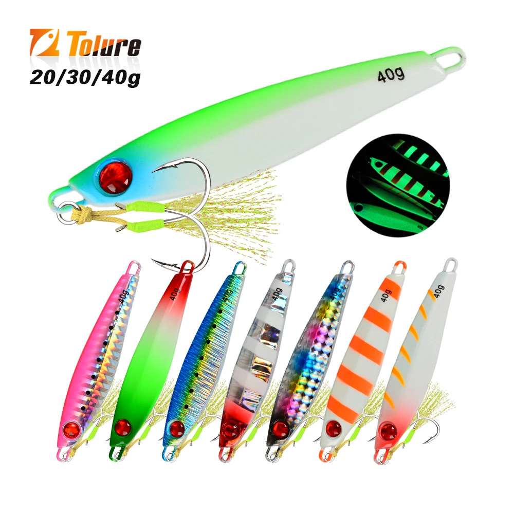 TOLU NEW 3D Printed Eyes Fast Sinking Metal Jig Lure 20g 30g 40g Saltwater Shore Casting Fishing Lure Vertical Metal Jig