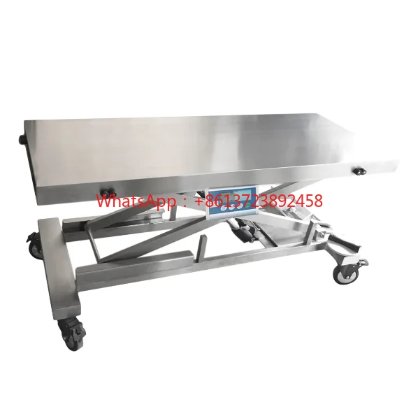 Electric lifting S/S stainless steel exam table with tilting tabletop and castors