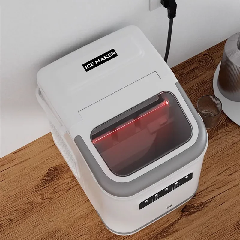 เครื่องทําน้ําแข็งกลางแจ้ง 15KG บ้านหอพักขนาดเล็กนักเรียนอัจฉริยะ MINI Full-อัตโนมัติ Low-Power ICE Maker ในครัวเรือนสีขาว Mute