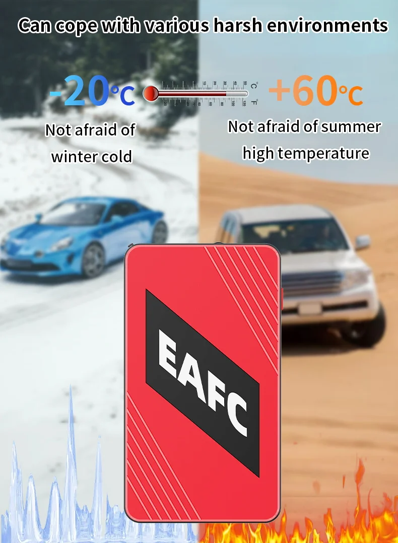 EAFC 600A Peak Car Jump Starter Power Bank, tragbarer 12-V-Batterieladegerät-Booster mit USB-Anschluss und SOS-LED-Licht – Detail 1