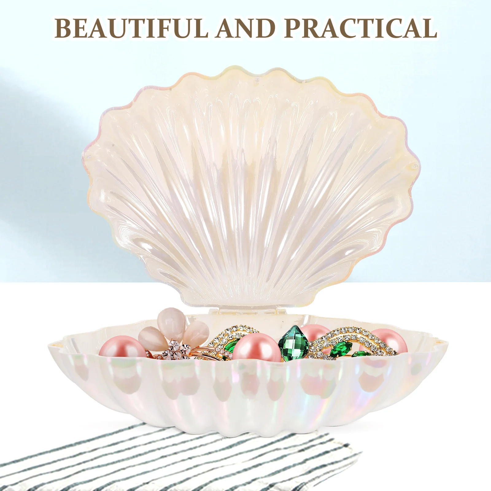 Pearlescent Shell Outfit Candy Holder Boxes Hat Mermaid Party Decor Holiday Pp Dish Favor Containers Plastic Popcorn Gift