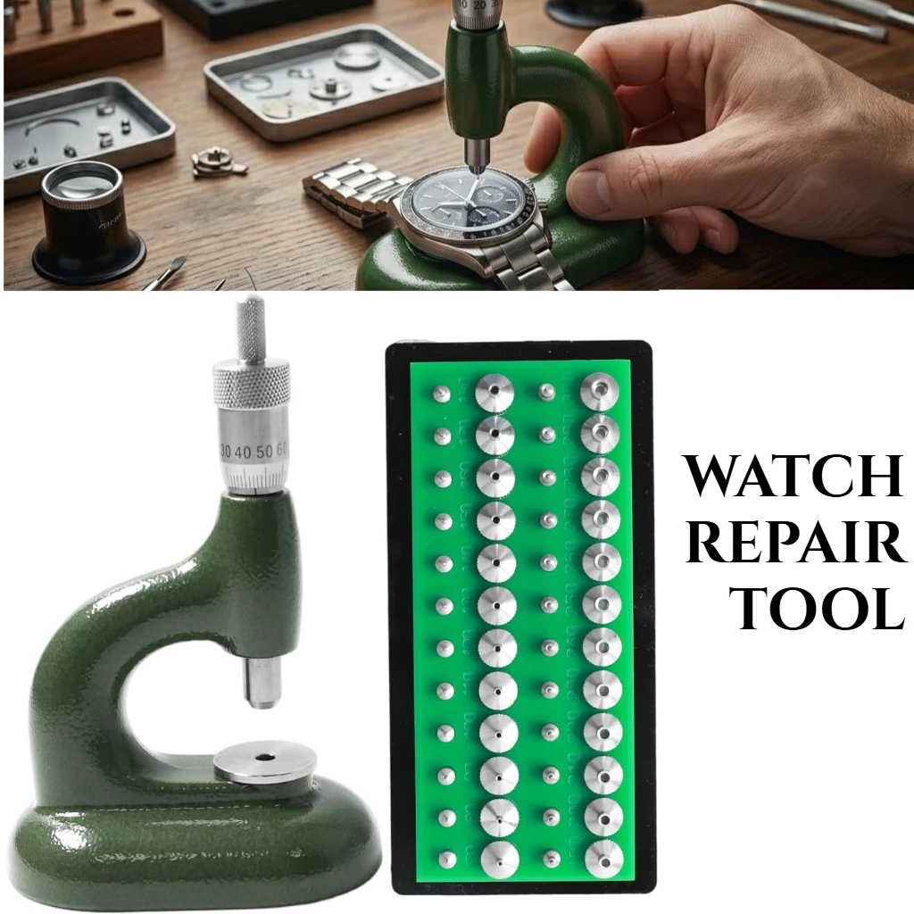 Watch Jewelling Tool Case Press Module Disassembly Station with 48 Precision Hole Dies Manual Force Modulation for Watchmaking