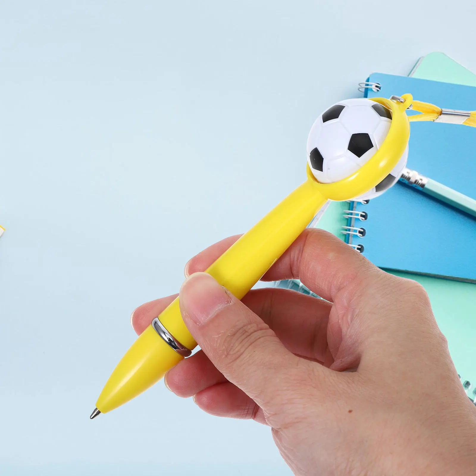 

4pcs Ballpoint Pens Soccer Shape Smooth Writing Comfortable Grip Lanyard Design Office Supplies Scrapbooking Drawing Pens For