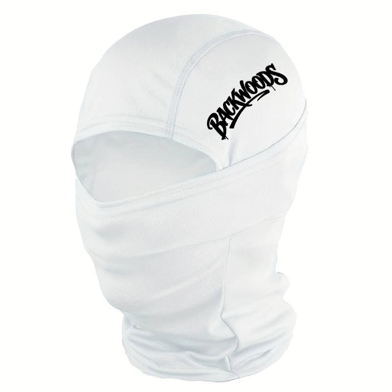 Musion Balaclava-Gesichtsmaske, atmungsaktiv, mit BACKWOODS-Aufdruck, schweißabsorbierend, Sonnenschutz, Helm, Mützenset, geeignet für Radfahren und Wandern