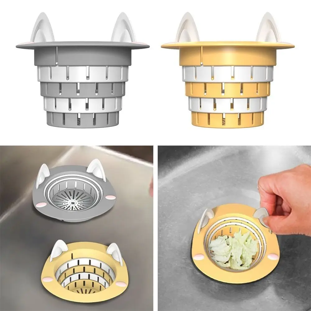 Universal Kitchen Sink Strainer Sink Drain Basket Ear Handle Design Sink Filter Folding Anti Clogging Sink Drains Stopper