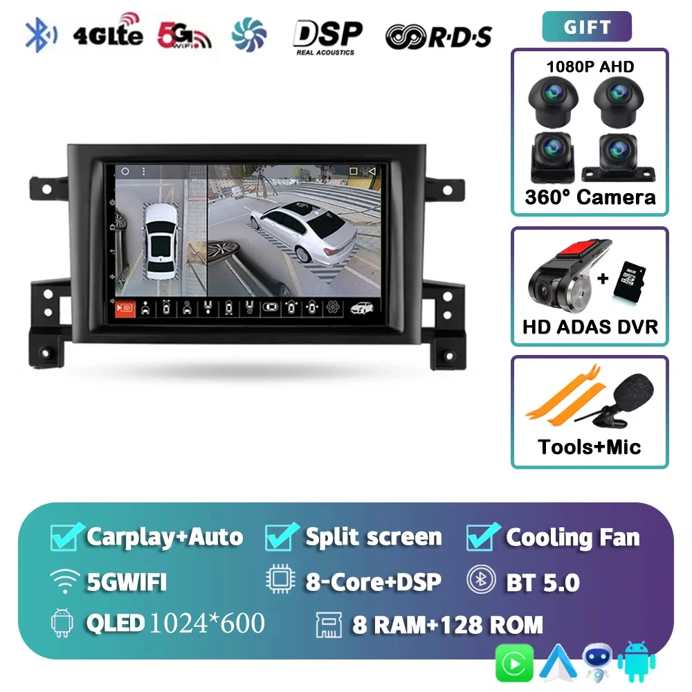NAVIRELAX 7 zoll Für Suzuki Grand Vitara 3 2005 - 2015 2K 12 + 256 QLED Android 14 CarPlay Auto radio Multimedia Video Player GPS stereo Kopf 8