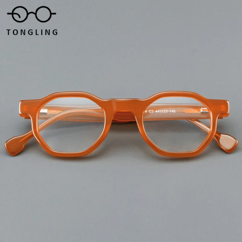 2026 New Men High-Quality Acetate Round Artistic Glasses Vintage Handcrafted Women Fashion Commuting Personalized Eyewear Frame