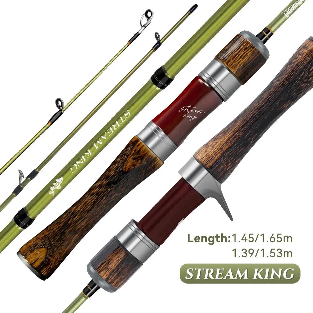 Kingdom STREAM KING Ultralight Carbon Rods MF Action Spinning Casting Fishing Rods 2 section and 3 section UL L power Travel Rod