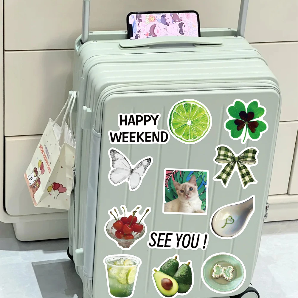 30pcs/pack Green Ice-Tea Sticker Pack Decals For Phone Laptop Suitcase Scrapbook DIY Aesthetic Stickers Kids Creative Toys Gifts