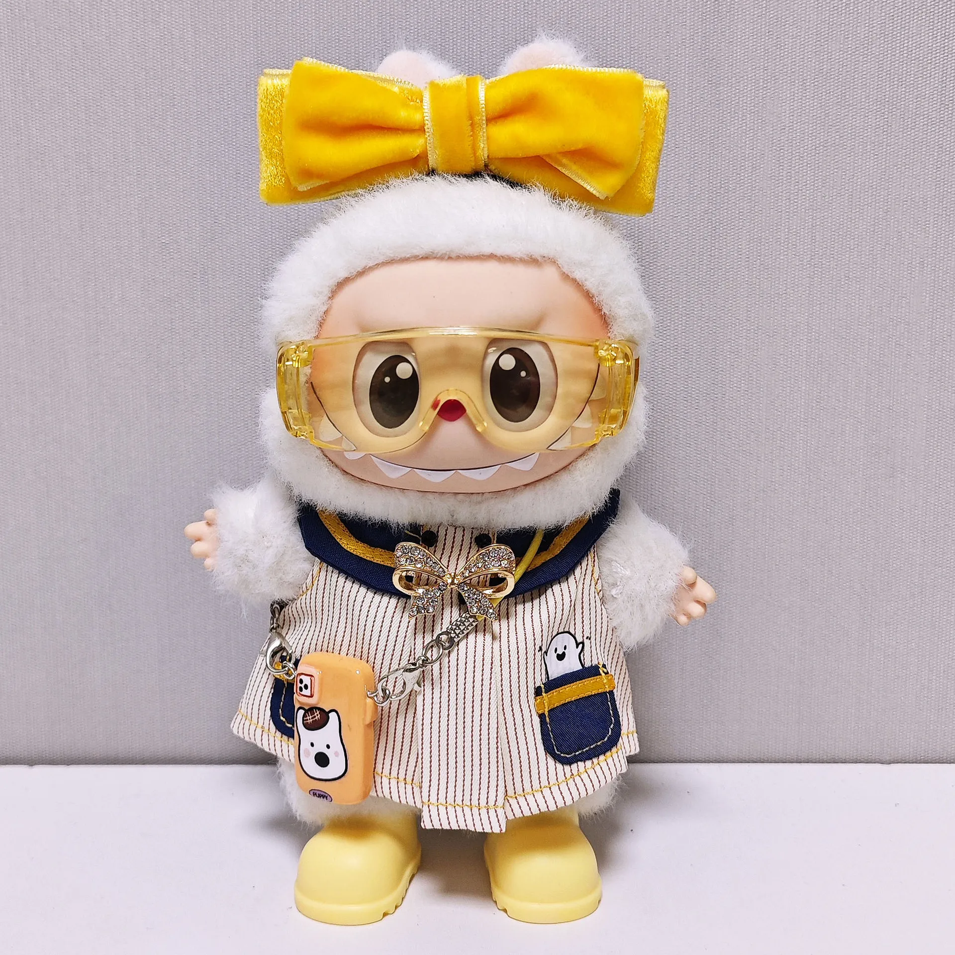 17cm Labubu 1-3 Gen Doll Outfits | Bowknot Headband Set | Dress Goggles Crossbody Shoes Clothes for Labubu Pendants Accessories