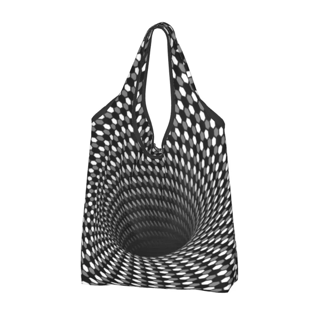 Honeycomb Groceries Shopping Bag Shopper Tote Shoulder Bags Big Capacity Portable Gray White Black Hole Vortex Handbag