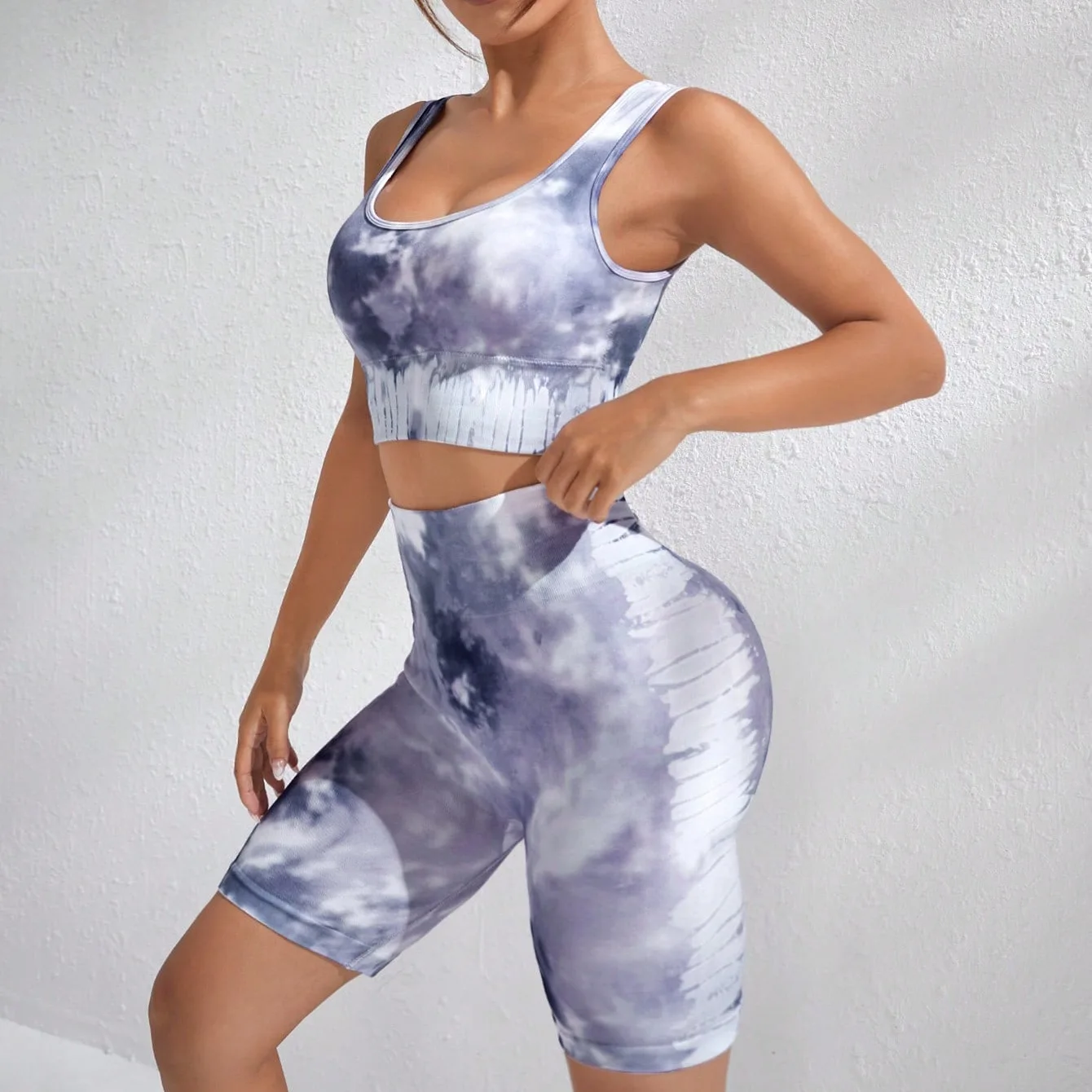 Yoga suit senior sense female professional high-end temperament summer quick dry tie dye yoga pants camouflage high waist