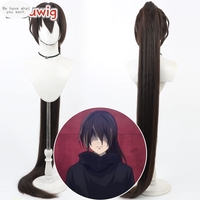 Synthetic Hair Jyu Viole Grace Cosplay Wigs Tower of God Jyu Viole Grace 150cm Dark Brown Ponytail Wig Heat Resistant