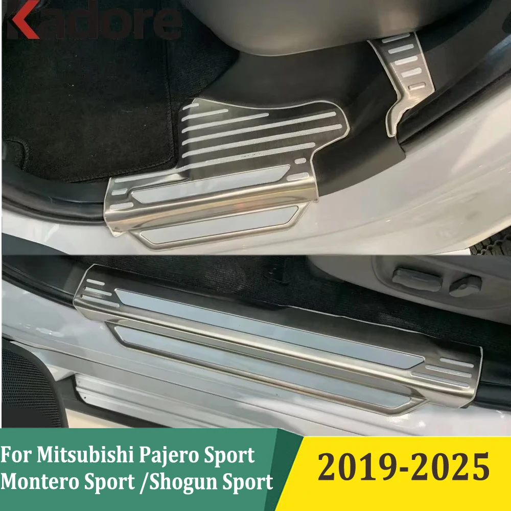 

Для Mitsubishi Pajero Sport/Montero Sport/Shogun Sport 2019-2025 аксессуары для внутренней отделки порога, Стайлинг из нержавеющей стали