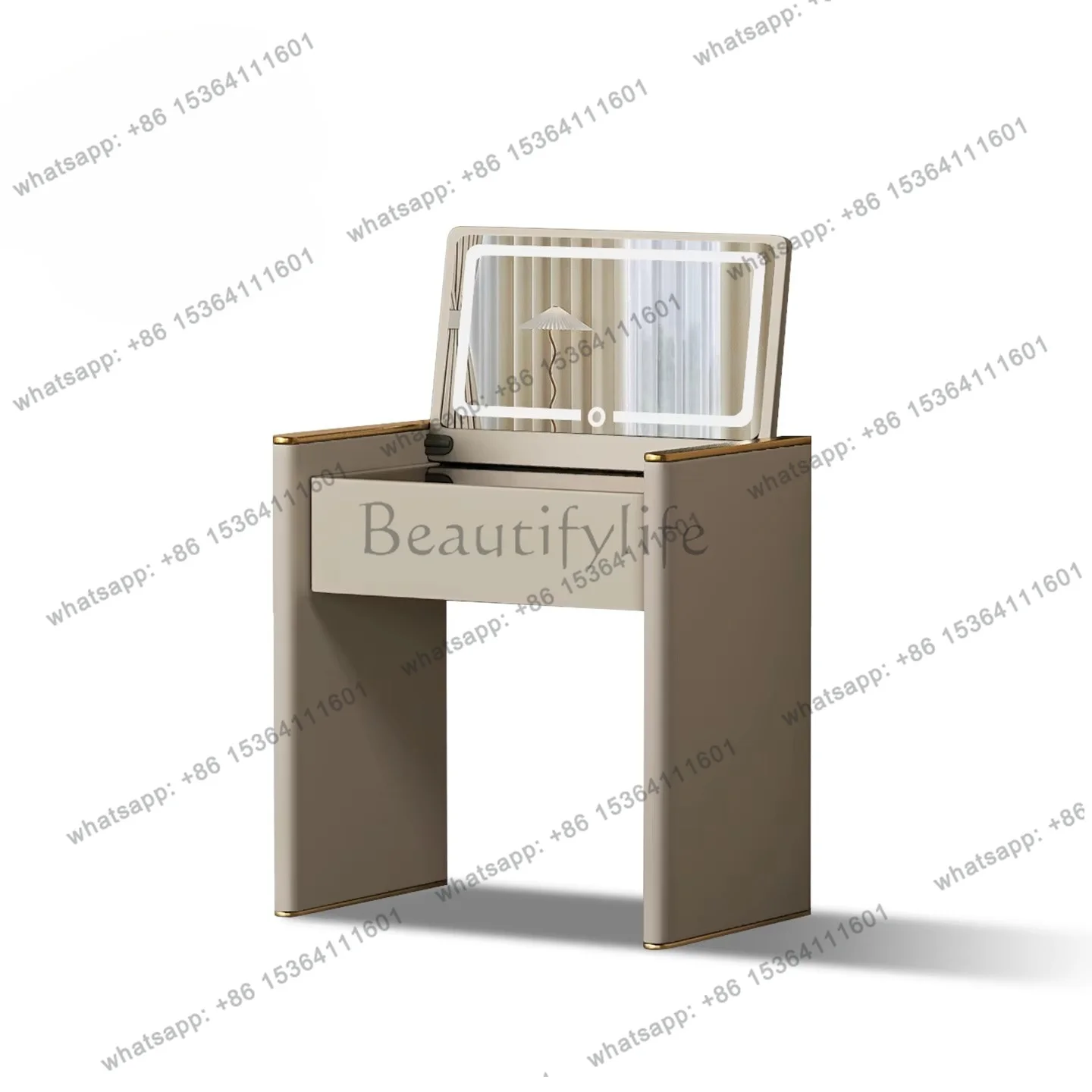 YJ  Italian Light Luxury Dresser Makeup Table Bedroom Minimalist Flip Mirror With Lamp Premium Storage Dressing Table