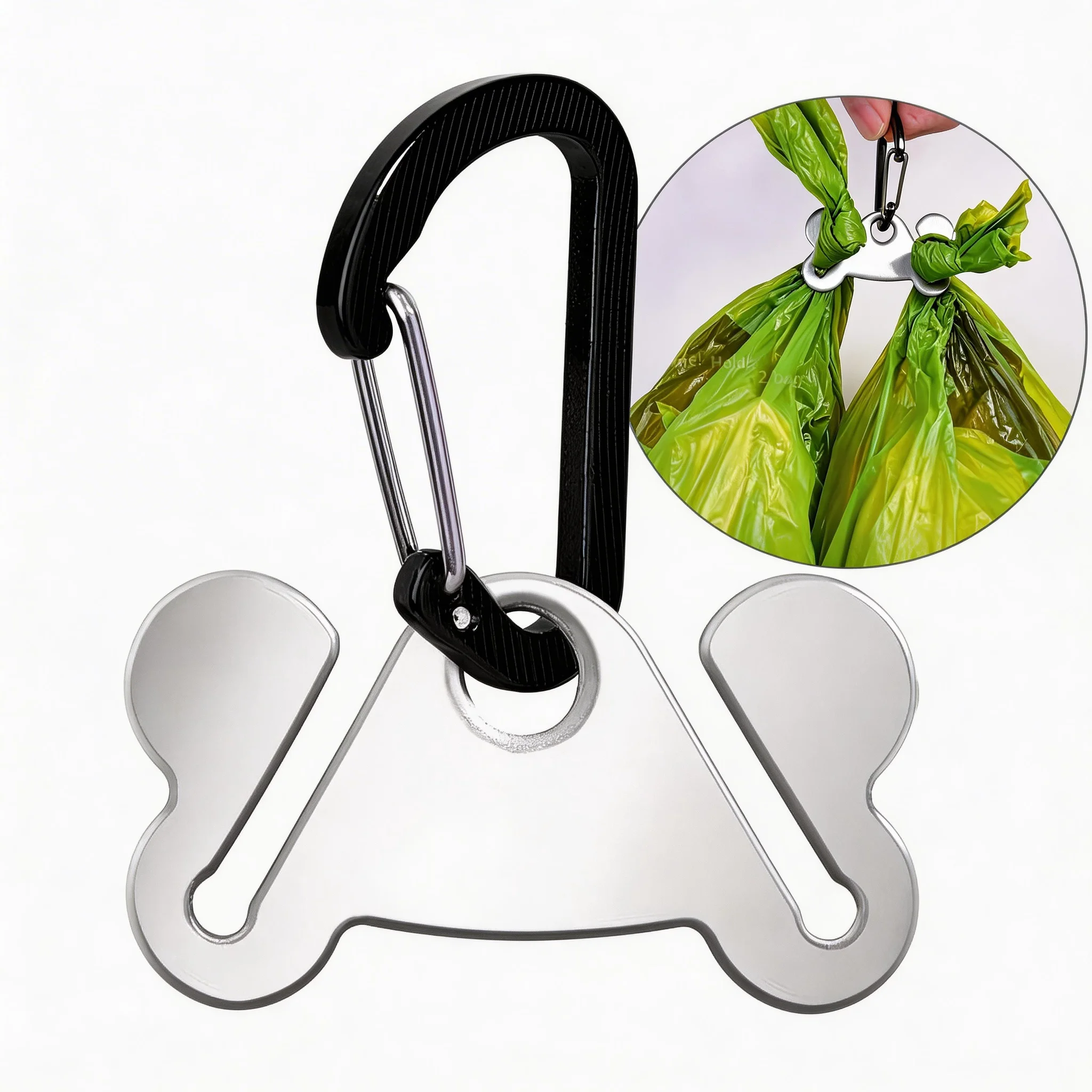 Suporte para Sacos de Cocô de Cachorro em Aço Inoxidável, Suporte de Sacos de Lixo com Clip, Acessórios para Passeio de Cachorro, Suprimentos de Limpeza