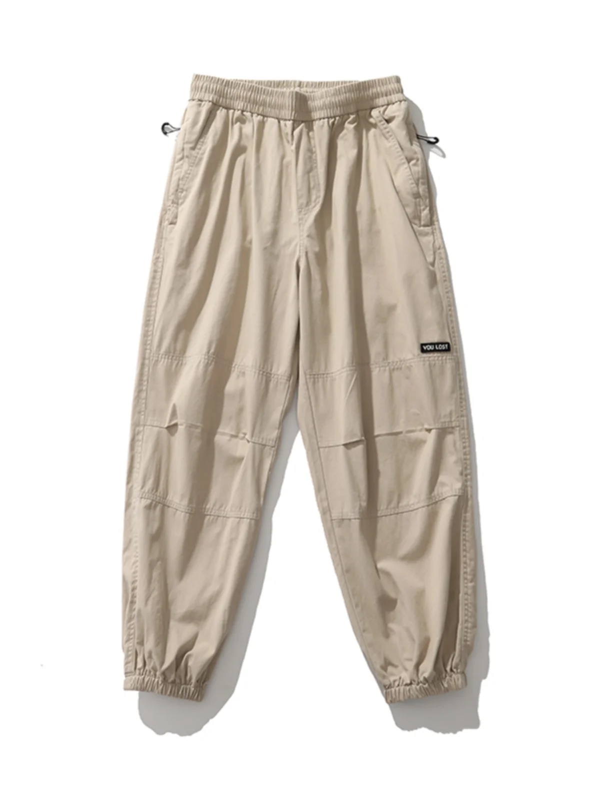 

Мужские хлопковые повседневные брюки на весну-осень с эластичным поясом, манжетами и прямым кроем, спортивные длинные брюки