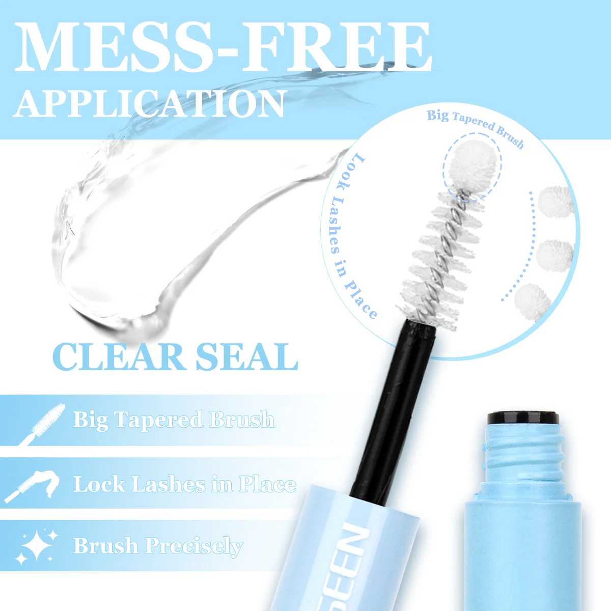 Kit de cola para cílios, faça você mesmo, adesivo de extensão de cílios, fixação forte, ligação e vedação de secagem rápida, 2 em 1, ferramentas de maquiagem