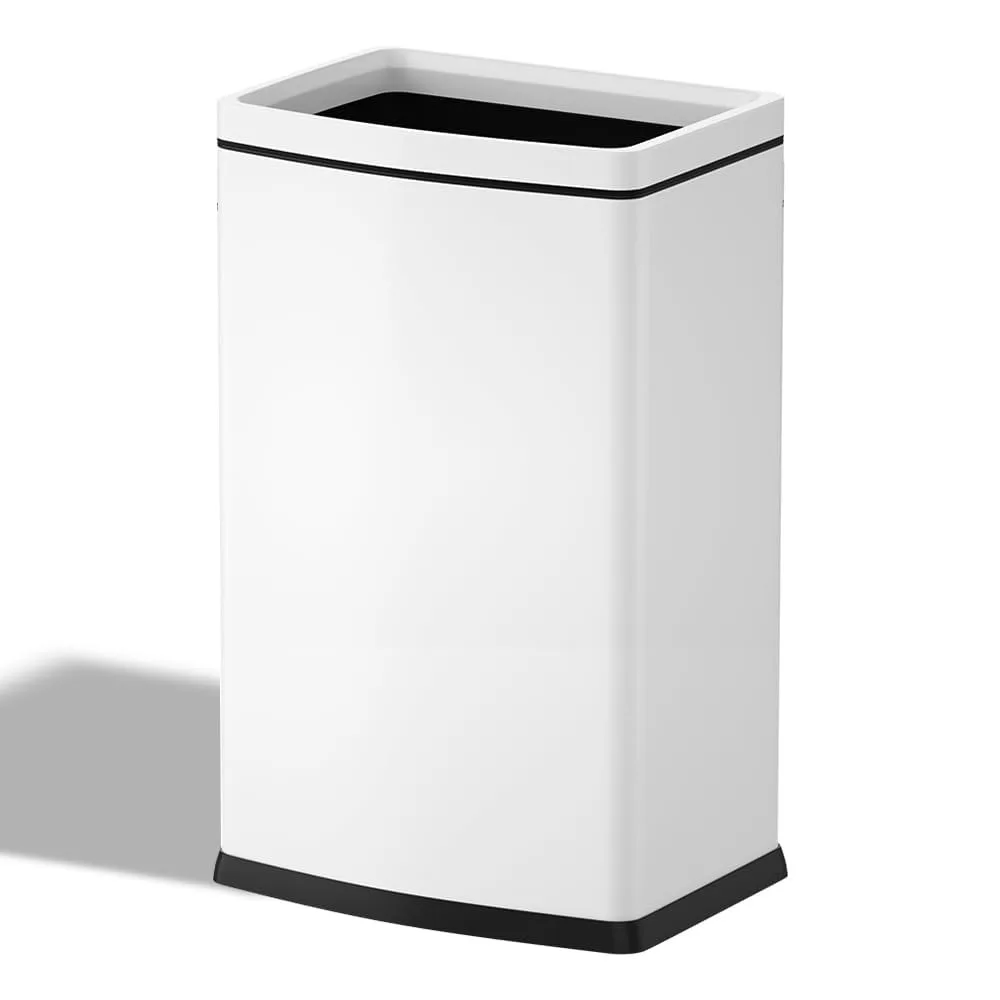 

6.6 Gallon/25L Stainless Steel Square Trash Can, Large Capacity Kitchen Garbage Can, Business Trash Bin, Tall, Elegant, White