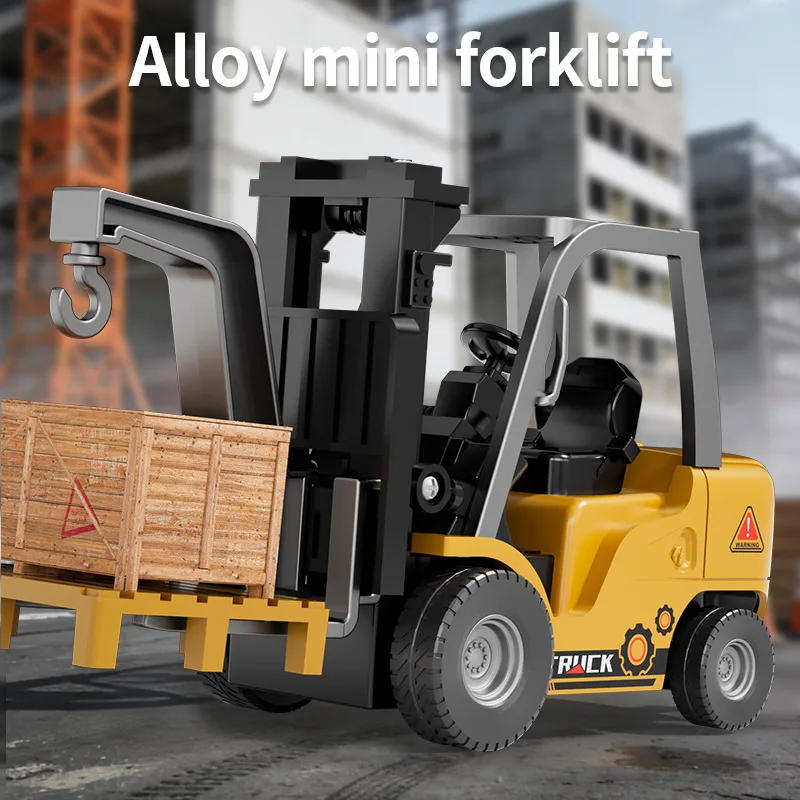 

Mini Alloy Remote-Controlled Forklift Toy with APP-Controlled Lifting & Transport Trailer Engineering Vehicle Model for Boys