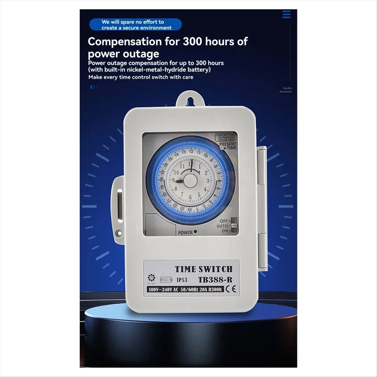 Goodprice TB388R Mechanical 24 Hours Timer Switch IP53 Programmable Electrical Timer Switch Box AC100-240V 15 Minutes Interval