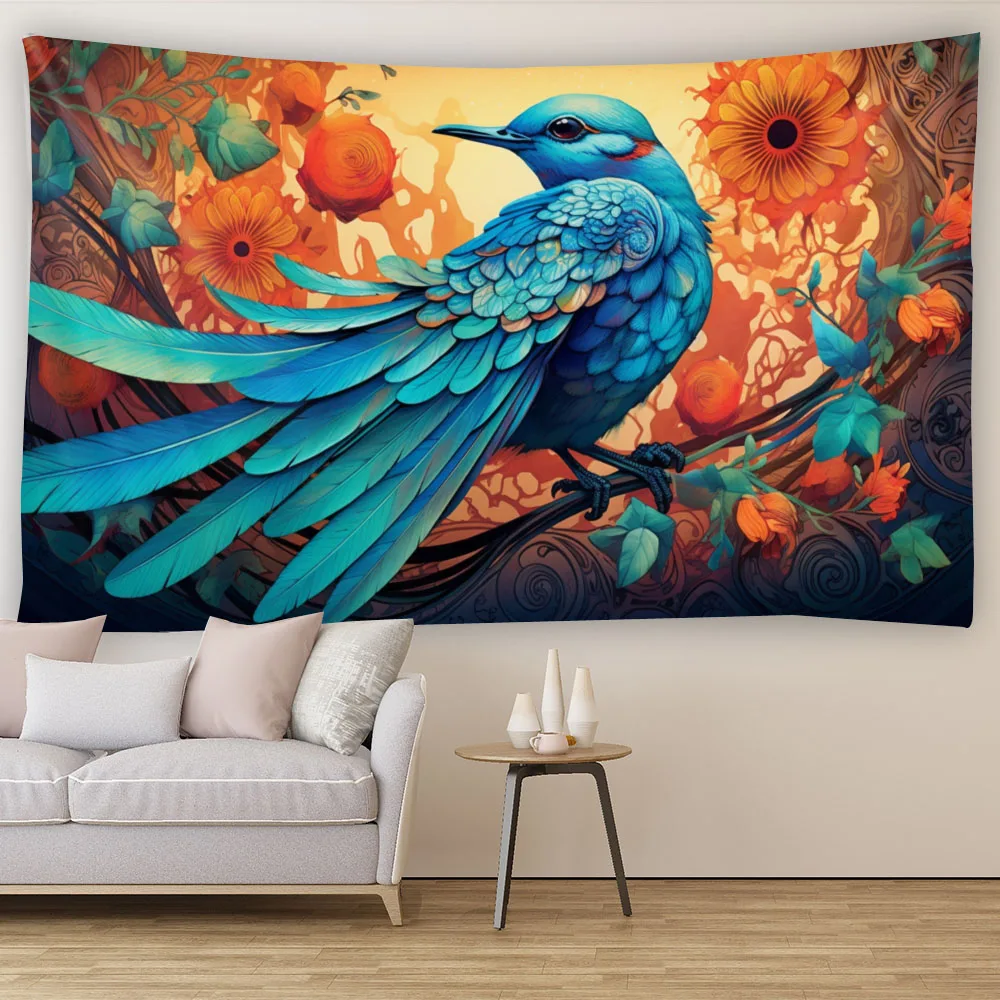 

Bedroom Tapestry Flowers And Birds Starry Sky Tree Fabric Hanging Painting Wall Decor for Living Room Dormitory