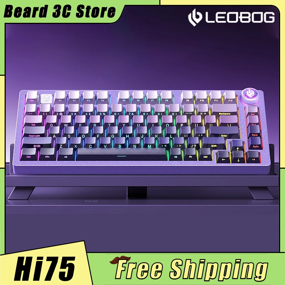 LEOBOG Hi75 Mechanical Keyboard RGB Aluminum Alloy Wired Gaming Keyboard Hot Swap Gasket Custom Office Pc Gamer Accessories