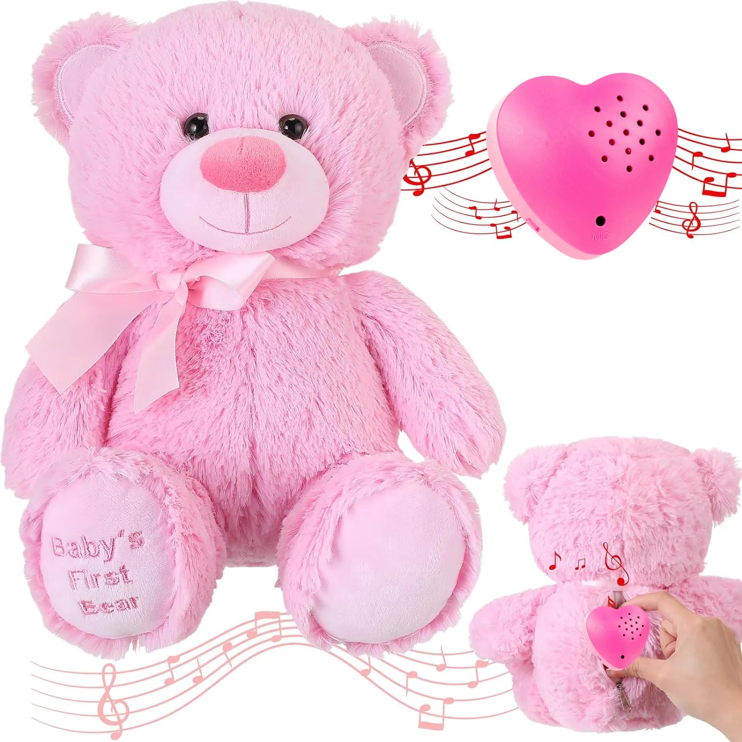 Cartoon Bear Voice Recorder Girl Toy Gift Plush Toy Voice Recording Programmable Sound Button For Stuffed Toys Heart Voice Box